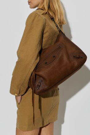 Balenciaga Le City Moto Medium Shoulder Bag, Unisex, Brown