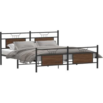 vidaXL Vidaxl - Estructura De Cama Sin Colch&oacute;n Metal Marr&oacute;n Roble 160x200 Cm