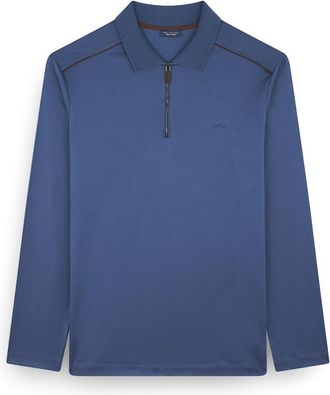 Paul & Shark Aqua Touch cotton polo shirt with zip, Man, Vintage Indigo, Size: XXL