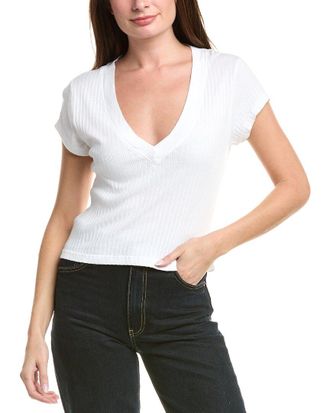 perfectwhitetee Variegated Rib V-Neck T-Shirt
