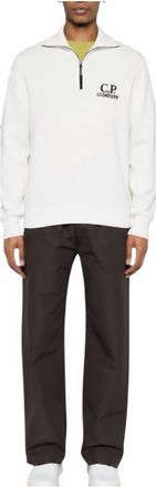 C.P. Company Fleece Half Zip Sweatshirt In White