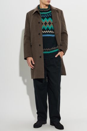Paul Smith Wool Coat With A Single Vent, Mens, Brown