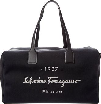 Ferragamo Holdall Canvas & Leather Duffel Bag
