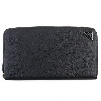 Prada Black Leather Long Wallet (Bi-Fold) (Pre-Owned)