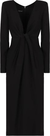 Emporio Armani V-hals jurk met knoopdetail voor - Dames - Casual kleedjes - Zwart - M - Polyester - Kleedjes