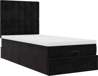 vidaXL Vidaxl - Estructura Cama Otomana Colchones Terciopelo Negro 90x200 Cm
