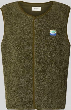 American Vintage American Vintage Straight Fit Weste mit Logo-Patch Modell Hoktown in Khaki, Gr&ouml;&szlig;e M/L