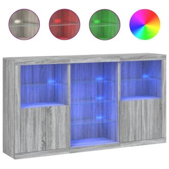 Berkfield Home Sideboard with LED Lights Grey Sonoma 181.5x37x100 cm