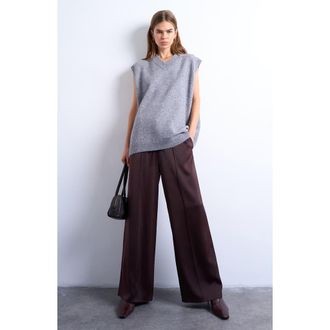 Topshop Drawstring Waist Wide Leg Pants in Burgundy at Nordstrom Rack, Size 4 Us (Fits Like 0-2)