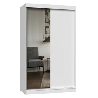 OEM Armario Moderno Corredero Con Espejo, 120 Cm, Blanco Mate - &iexcl;perfecto Para El Dormitorio Y El Recibidor