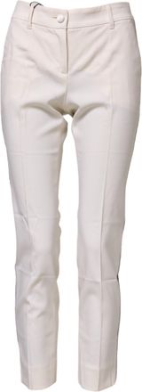 Dolce & Gabbana White Wool Tapered High Waist Womens Pants