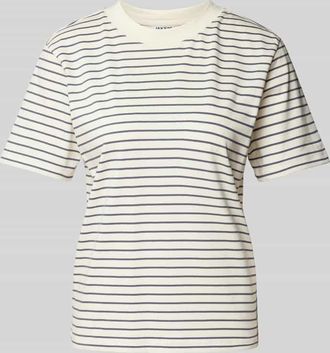 Jake*s Casual T-Shirt mit Streifenmuster in Jeansblau, Gr&ouml;&szlig;e XXL