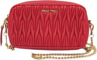 Miu Miu Pre-owned Cross Body Bags, female, Red, Size: ONE SIZE Pre-owned Leather Cross Body Bag
