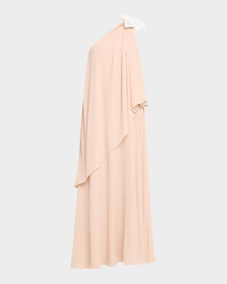 Halston Heritage Solena One-Shoulder Georgette Gown