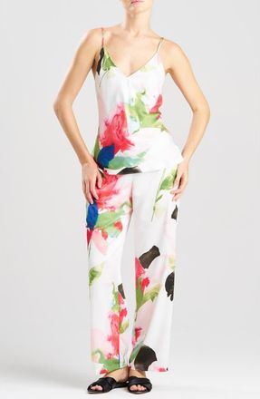 Natori Calypso Charmeuse Pajamas in White Multi at Nordstrom, Size X-Small