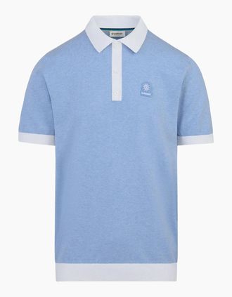 Sandbanks Mens SANDBANKS 3-BUTTON KNITTED POLO DUSTY BLUE - Size: 46