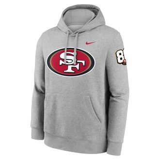 Nike San Francisco 49ers 80th Anniversary Sunday Showdown Club Nike Mens NFL Pullover Hoodie in Grey | NKDK06G9B-YM3