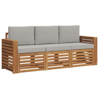 vidaXL Juegos De Sof&aacute;s Con Coj&iacute;n 3 Pcs Gris Natural Y Claro Vidaxl