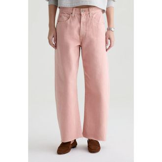 AG - Adriano Goldschmied Hattie Raw Hem High Waist Crop Barrel Jeans in Sulfur Sparkling Rose at Nordstrom, Size 29