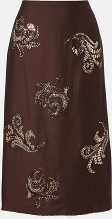 Xu Zhi Falda midi con lentejuelas