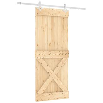 Berkfield Home Sliding Door with Hardware Set 85x210 cm Solid Wood Pine in Light Tan