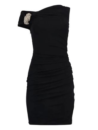 Alexander McQueen Asymmetrische mini-jurk met kristallen knoop - Zwart