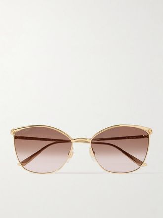 Cartier Occhiali Da Sole In Metallo Dorato Con Montatura Cat-eye Panthère Classic - Oro