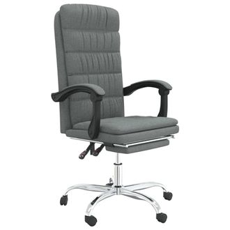 vidaXL Silla De Oficina Reclinable De Tela Gris Oscuro Vidaxl