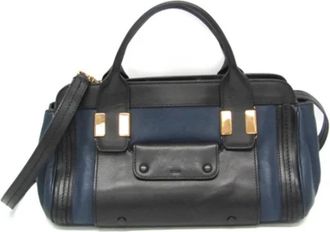 Chlo&eacute; Tweedehands leren handtassen - Dames - Vintage Handtas - Blauw - ONE Size - Leer - Vintage