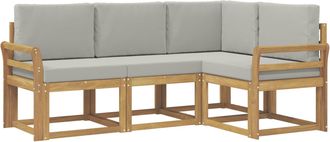 vidaXL Conjunto De Sof&aacute;s De Exterior 4 Uds. Blanco Y Gris Claro Vidaxl