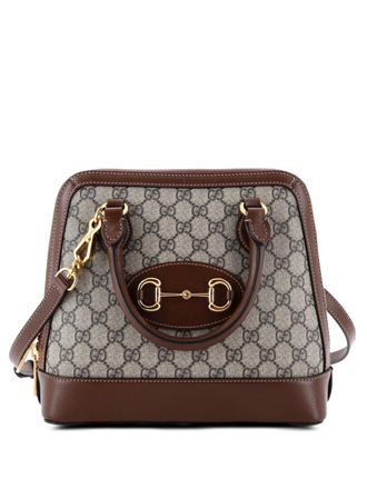Gucci Horsebit 1955 Top Handle Bag GG Coated Canvas with Leather Small satchel - Brown