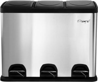 Elama 3 Section 15 Liter/4 Gallon Each Section Trash and Recycling Step Bin in Silver at Nordstrom