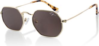 Infinity Leather De-Gamme Gouden Retro Rechthoekige Gepolariseerde Zonnebril - Napoli