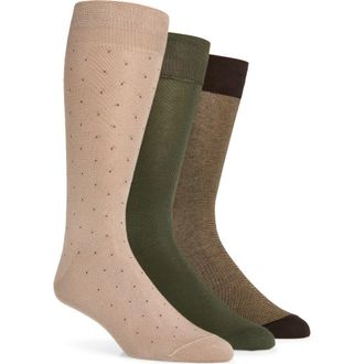 Lorenzo Uomo Assorted 3-Pack Cotton Blend Dress Socks in Taupe at Nordstrom Rack