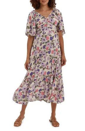 Nom Maternity Gracie Maternity & Nursing Ruffle Dress in Flora at Nordstrom, Size Small