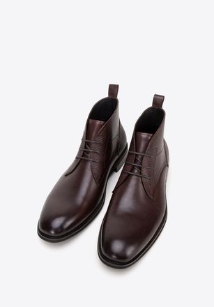 Wittchen Heren Leren Enkellaarsjes met Inzetstukken, Donkerbruin