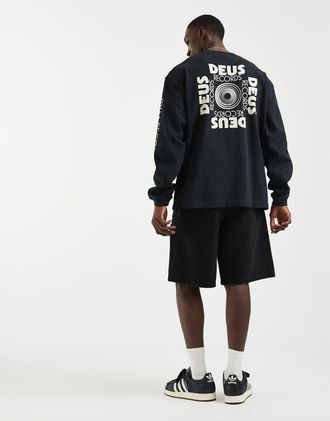Deus Defacto - T-shirt nera a maniche lunghe-Nero