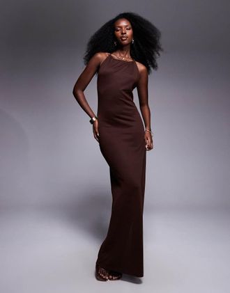 South Beach Vestito da mare lungo marrone scuro
