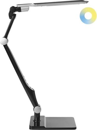 Beliani Lámpara de escritorio LED para oficina con brazo giratorio ajustable regulador de intensidad continuo y modos CCT negro Pegasi