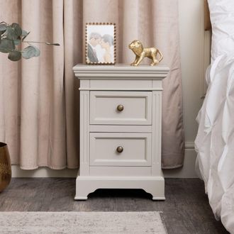 Melody Maison Taupe-Grey Two Drawer Bedside Table - Daventry Taupe-Grey Range in Taupe