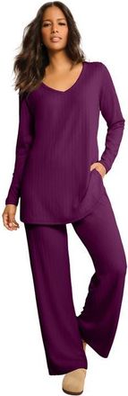 Roaman's Brushed Rib Pant Set in Dark Berry at Nordstrom, Size 20