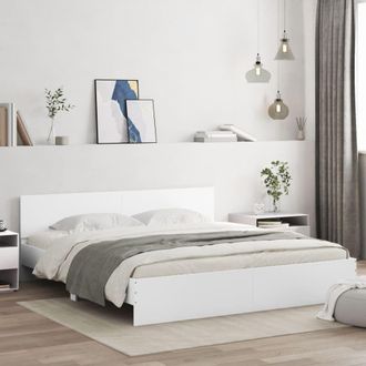 Berkfield Home Bed Frame with LED without Mattress White 180x200 cm Super King