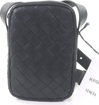 Bottega Veneta Intrecciato Black Leather Shoulder Bag (Pre-Owned)