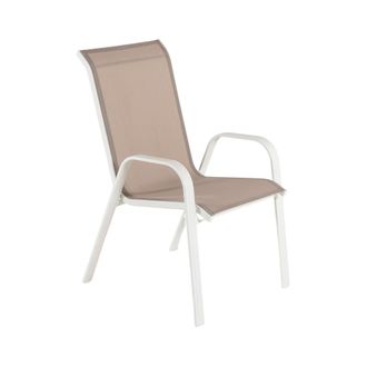 ED&Egrave;N JARD&Iacute; Sill&oacute;n de terraza apilable de aluminio reforzado blanco 57x74x96 5 cm