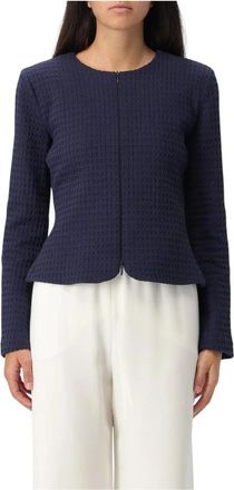 Emporio Armani Jassen, Dames, Blauw, L, Structured Zip Front Jacket