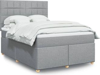 vidaXL Vidaxl - Cama Box Spring Con Colch&oacute;n Tela Gris Claro 160x200 Cm