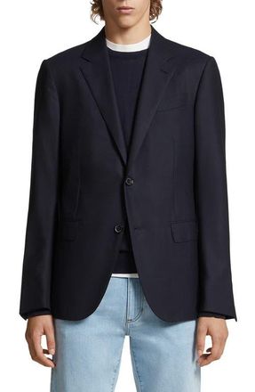 Ermenegildo Zegna Trofeo Comfort 10-Pocket Wool Blend Blazer in Navy at Nordstrom, Size 46 Us