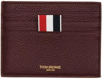 Thom Browne Leather Card Holder in Dark Burgundy at Nordstrom