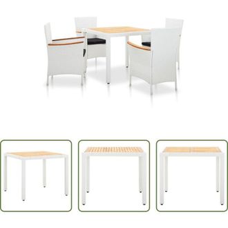 vidaXL Tavolo da pranzo da giardino - Set da Pranzo da Giardino 5 pz in Polyrattan Bianco