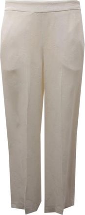 Twinset Witte Borduurwerk Hoge Taille Broek - Dames - Straight fit broeken - Wit - S - Broeken